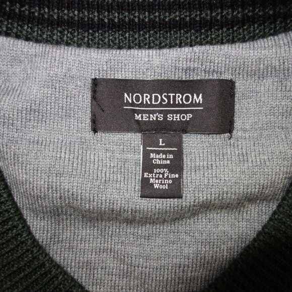 Nordstrom Merino Wool Waffle V Neck Sweater Mens L - Picture 5 of 8